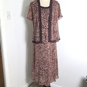 Studio I Paisley Print Jacket Dress in Pink & Brown, Size 12